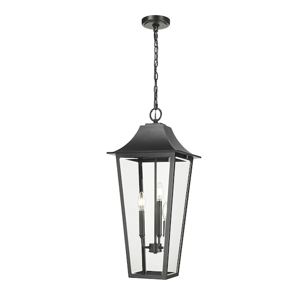 Z-Lite Gannon 3 Light Outdoor Chain Mount Ceiling Fixture, 12in. W x 27.5in. H, Black 5008CHXL-BK - main